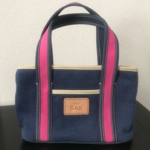 The Sak Navy Blue Crochet Handbag with Zip Top
